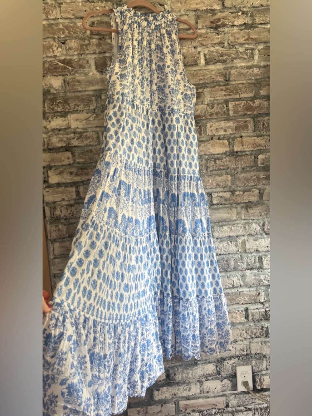 Calypso St. Barth Blue and White Floral Tiered Fully Lined Maxi Dress NWOT - Picture 8 of 11